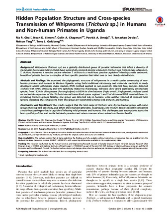 Hidden Population Structure and Cross-species Transmission of Whipworms (Trichuris sp.) in Humans and Non-human Primates in Uganda. thumbnail