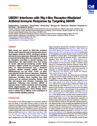 UBXN1 Interferes with Rig-I-like Receptor-Mediated Antiviral Immune Response by Targeting MAVS thumbnail