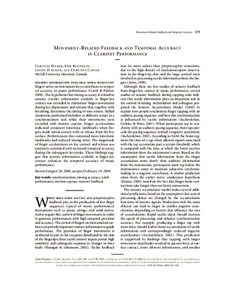 Movement-Related Feedback and Temporal Accuracy in Clarinet Performance thumbnail