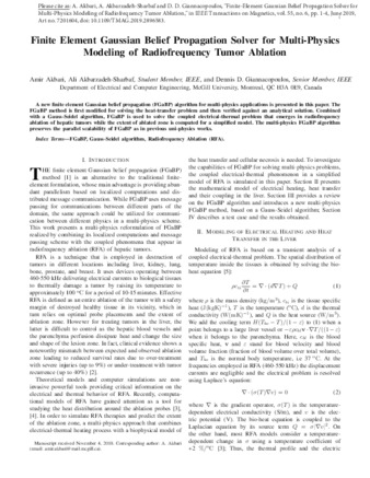 Finite-Element Gaussian Belief Propagation Solver for Multi-Physics Modeling of Radiofrequency Tumor Ablation thumbnail