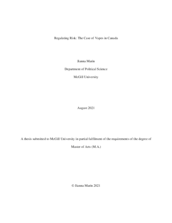 Regulating Risk: The case of Vapes in Canada thumbnail