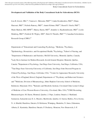 Development and Validation of the Body Concealment Scale for Scleroderma (BCSS) thumbnail