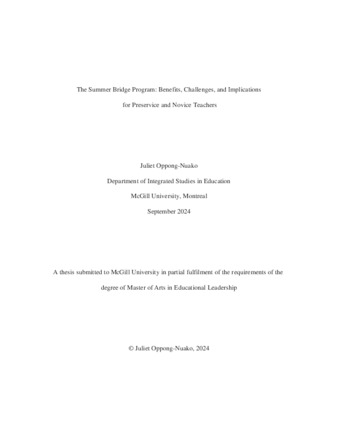 The Summer Bridge Program: Benefits, Challenges and Implications for Preservice and Novice Teachers thumbnail