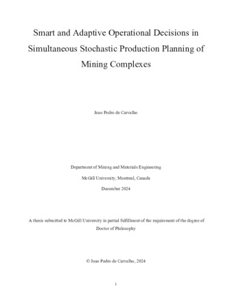 Smart and Adaptive Operational Decisions in Simultaneous Stochastic Production Planning of Mining Complexes thumbnail