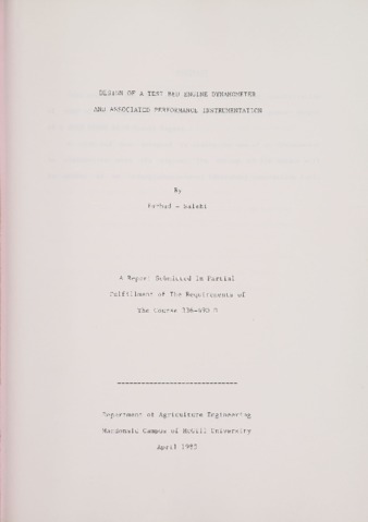 Design of a Test-Bed Engine Dynamometer and Associated Performance Insturmentation thumbnail