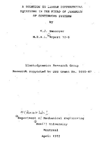 A solution to linear differential equations in the field of dynamics of continuous systems thumbnail