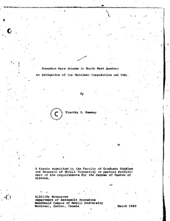 Snowshoe hare browse in North West Quebec : an estimation of its nutrient composition and use. thumbnail