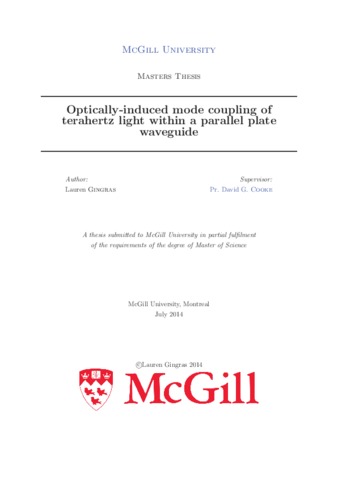 Optically-induced mode coupling of terahertz light withing a parallel-plate waveguide thumbnail