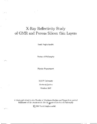 X-ray reflectivity study of GMR and porous silicon thin layers thumbnail