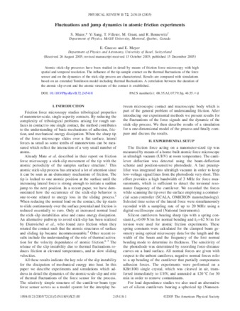 Fluctuations and jump dynamics in atomic friction experiments thumbnail