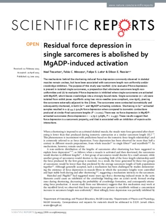 Residual force depression in single sarcomeres is abolished by MgADP-induced activation thumbnail