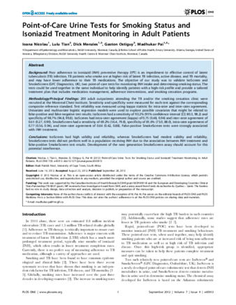 Point-of-Care Urine Tests for Smoking Status and Isoniazid Treatment Monitoring in Adult Patients thumbnail