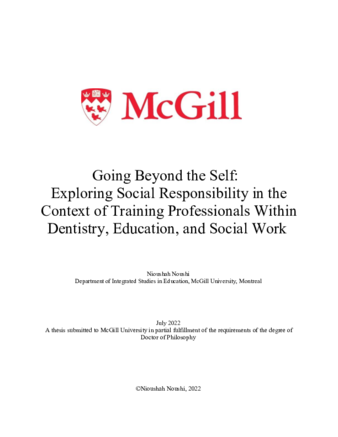 Going beyond the self: Exploring social responsibility in the context of training professionals within dentistry, education, and social work thumbnail
