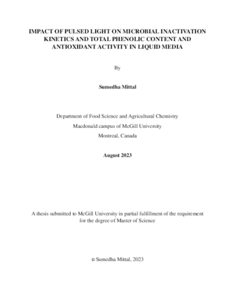 Impact of Pulsed Light on Microbial Inactivation Kinetics and Total Phenolic Content and Antioxidant Activity In Liquid Media thumbnail