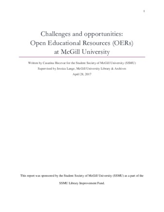 Challenges and opportunities: Open Educational Resources (OERs) at McGill University thumbnail
