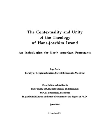 The contextuality and unity of the theology of Hans-Joachim Iwand : an introduction for North American Protestants. thumbnail