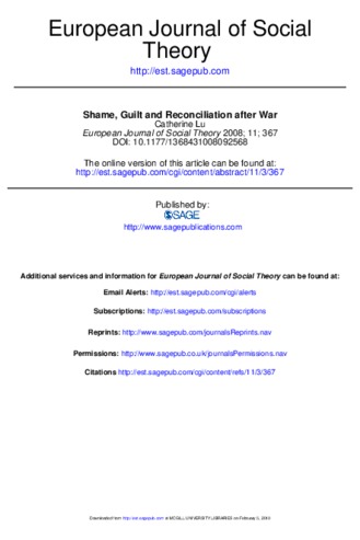 Shame, Guilt and Reconciliation After War thumbnail