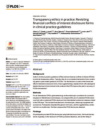 Transparency ethics in practice: Revisiting financial conflicts of interest disclosure forms in clinical practice guidelines thumbnail