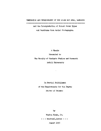 Vegetation and Physiography of the Goose Bay Area, Labrador: and the Interpretation of Forest Cover Types and Landforms from Aerial Photographs. thumbnail