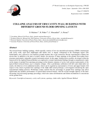 Collapse analysis of URM cavity-wall buildings with different ground floor opening layouts thumbnail