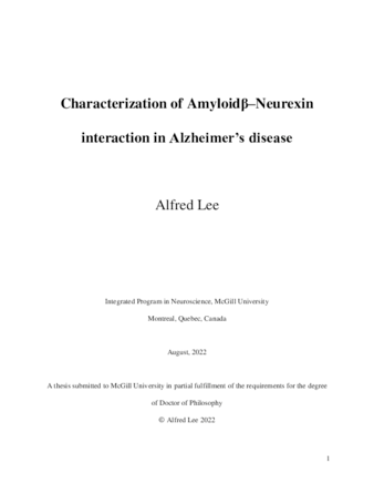 Characterization of Amyloidβ-Neurexin interaction in Alzheimer’s disease thumbnail