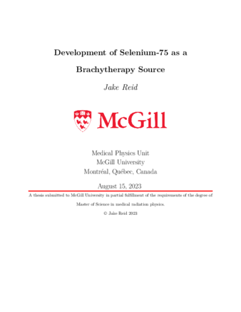 Development of Selenium-75 as a Brachytherapy Source thumbnail