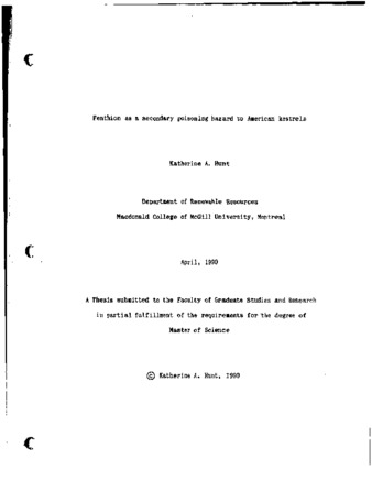 Fenthion as a secondary poisoning hazard to American kestrels thumbnail