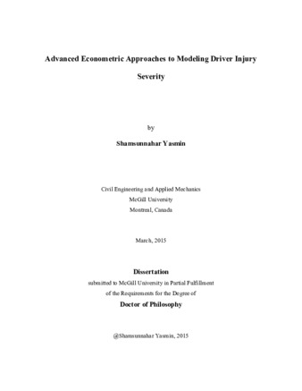 Advanced econometric approaches to modeling driver injury severity thumbnail