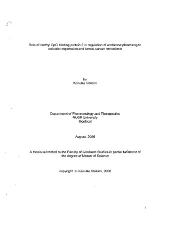 Role of methyl CpG binding protein 2 in regulation of urokinase plasminogen activator espression and breast cancer metastasis thumbnail