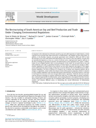 The Restructuring of South American Soy and Beef Production and Trade Under Changing Environmental Regulations thumbnail