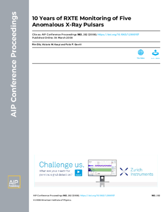 10 Years of RXTE Monitoring of Five Anomalous X‐Ray Pulsars thumbnail