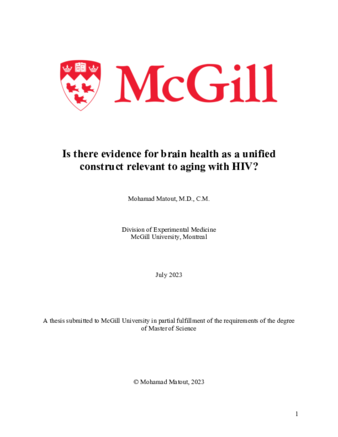 Is there evidence for brain health as a unified construct relevant to aging with HIV? thumbnail