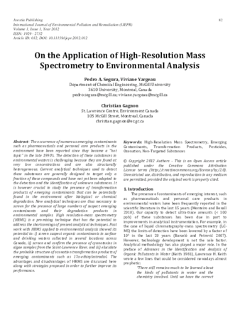 On the Application of High-Resolution Mass Spectrometry to Environmental Analysis thumbnail