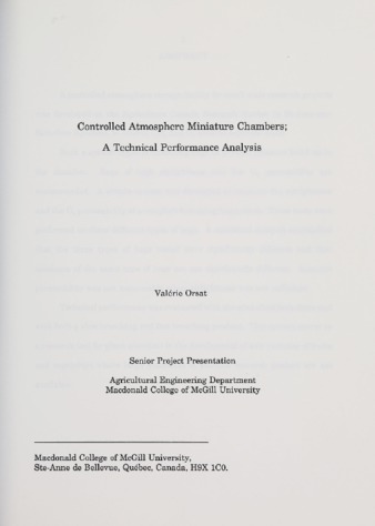 Controlled Atmosphere Miniature Chambers; A Technical Performance Analysis thumbnail