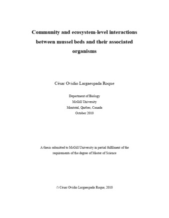 Community and ecosystem-level interactions between mussel beds and their associated organisms thumbnail