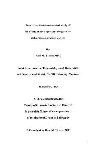 Population-based case-control study of the effects of antidepressant drugs on the risk of development of cancer thumbnail