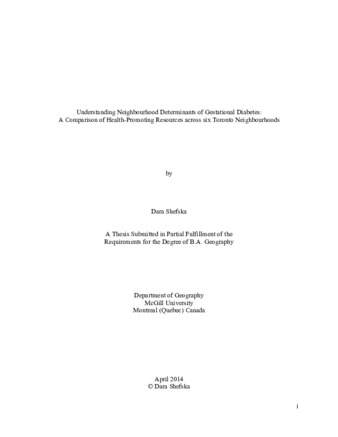 Understanding Neighbourhood Determinants of Gestational Diabetes:A Comparison of Health-Promoting Resources across six Toronto Neighbourhoods thumbnail