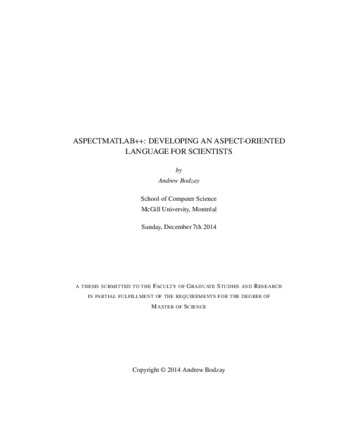 Aspectmatlab++: Developing an aspect-oriented language for Scientists thumbnail