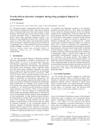 Gravity-driven advective transport during deep geological disposal of contaminants thumbnail