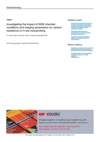 Investigating the impact of SEM chamber conditions and imaging parameters on contact resistance of in situ nanoprobing thumbnail