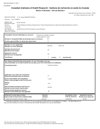 Adjuvant Endocrine Therapy in Breast Cancer: A Novel e-Health Approach in Optimizing Treatment for Seniors (OPTIMUM): A Two-Group Controlled Comparison Pilot Study. thumbnail