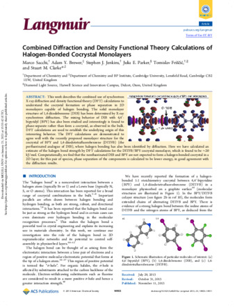 Combined Diffraction and Density Functional Theory Calculations of Halogen-Bonded Cocrystal Monolayers thumbnail