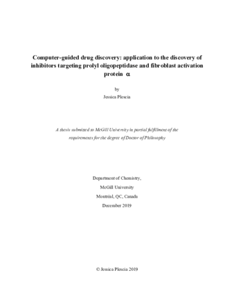 Computer-guided drug discovery: application to the discovery of inhibitors targeting prolyl oligopeptidase and fibroblast activation protein-alpha thumbnail
