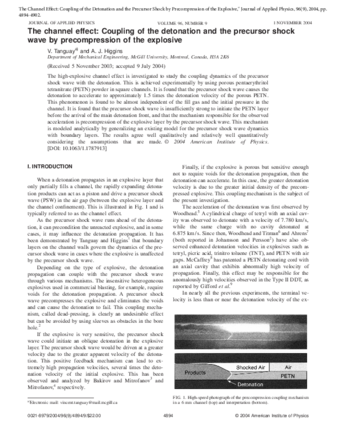 The channel effect: Coupling of the detonation and the precursor shock wave by precompression of the explosive thumbnail