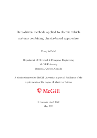 Data-driven methods applied to electric vehicles systems combining physics-based approaches thumbnail