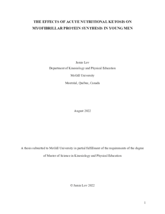 The Effects of Acute Nutritional Ketosis on Myofibrillar Protein Synthesis in Young Men thumbnail