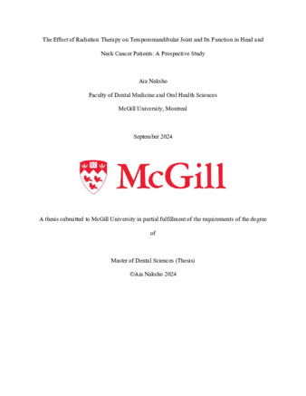 The Effect of Radiation therapy on Temporomandibular joint and its function in head and neck cancer patients: a prospective study thumbnail