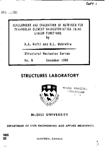 Development and evaluation of matrices for triangular element characteristics using linear functions thumbnail