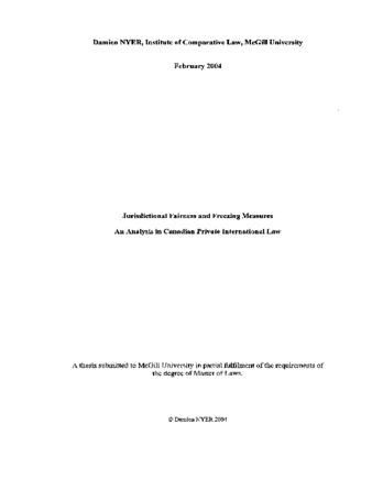 Jurisdictional fairness and freezing measures : an analysis in Canadian private international law thumbnail