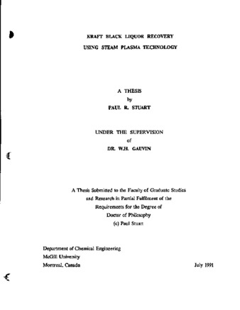 Thesis | Kraft Black Liquor Recovery Usiung Steam Plasma.